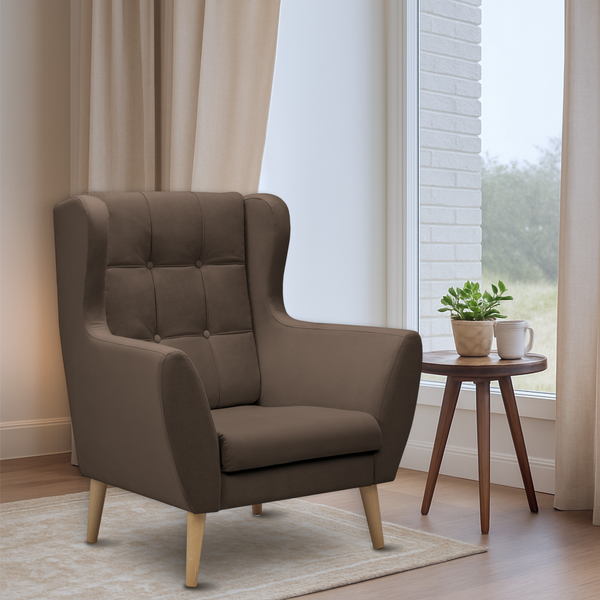 Изображение товара Кресло мягкое Mio Tesoro Фиджи (Velutto 23/натуральное дерево)