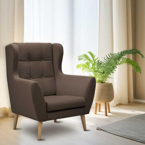 Изображение товара Кресло мягкое Mio Tesoro Фиджи (Velutto 23/натуральное дерево)