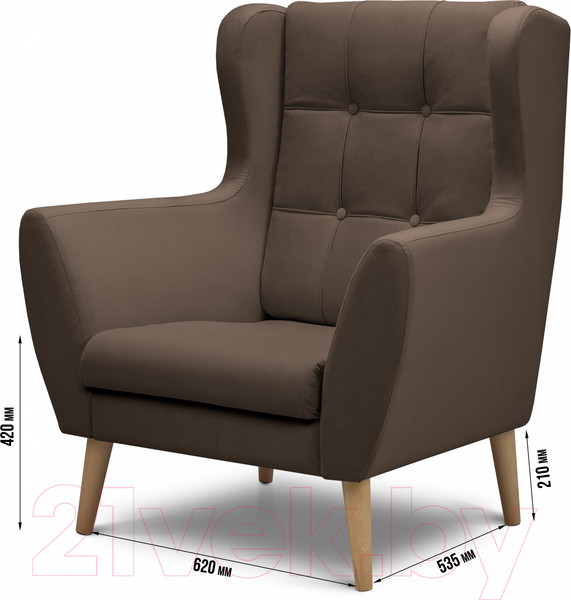 Изображение товара Кресло мягкое Mio Tesoro Фиджи (Velutto 23/натуральное дерево)