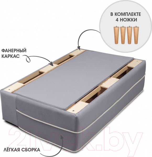 Изображение товара Диван Mio Tesoro Бадди 1200 (Velutto 12/Velutto 01/натуральное дерево)