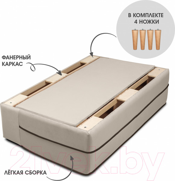 Изображение товара Диван Mio Tesoro Бадди 1200 (Velutto 18/Velutto 23/натуральное дерево)