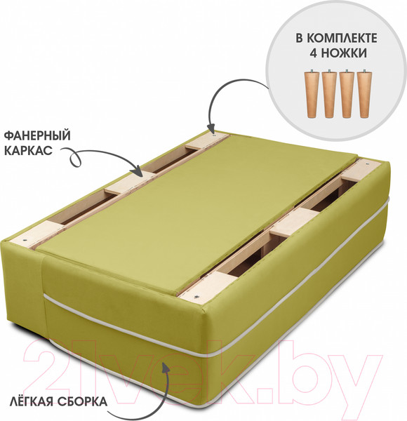 Изображение товара Диван Mio Tesoro Бадди 1200 (Velutto 28/Velutto 01/натуральное дерево)