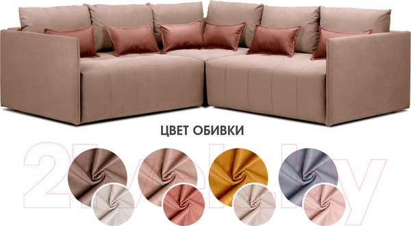 Изображение товара Диван угловой Mio Tesoro Чилетти Лонг (Velutto 55/Velutto 65)