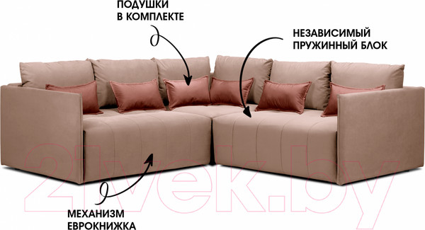 Изображение товара Диван угловой Mio Tesoro Чилетти Лонг (Velutto 55/Velutto 65)