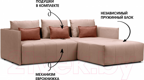 Изображение товара Диван угловой Mio Tesoro Чилетти (Velutto 55/Velutto 65)