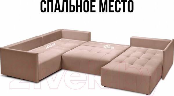 Изображение товара Диван П-образный Mio Tesoro Чилетти (Velutto 55/Velutto 65)