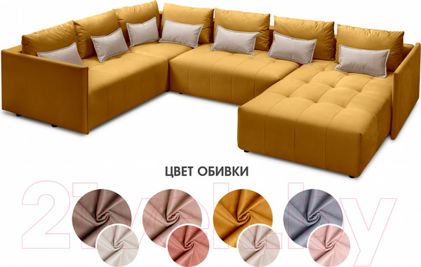 Изображение товара Диван П-образный Mio Tesoro Чилетти (Velutto 18/Velutto 58)