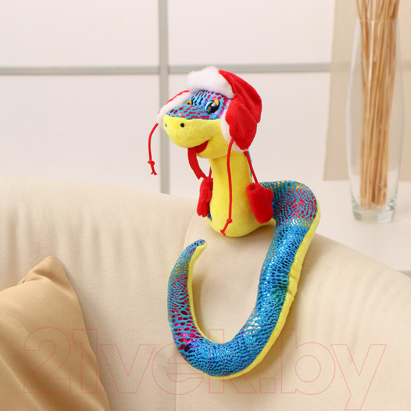 Изображение товара Мягкая игрушка Sima-Land Змея в шапке ушанке / 10320011 (синий)