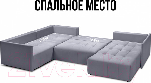 Изображение товара Диван П-образный Mio Tesoro Чилетти (Velutto 65/Velutto 12)