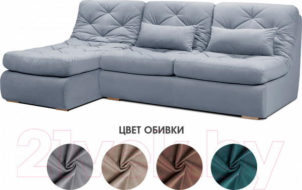 Изображение товара Диван угловой Mio Tesoro Борнео с оттоманкой (Velutto 12)