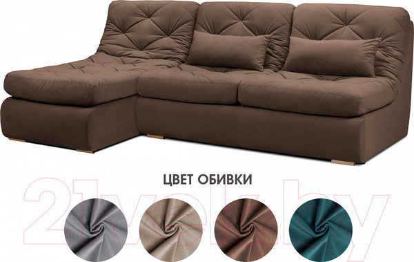 Изображение товара Диван угловой Mio Tesoro Борнео с оттоманкой (Velutto 23)