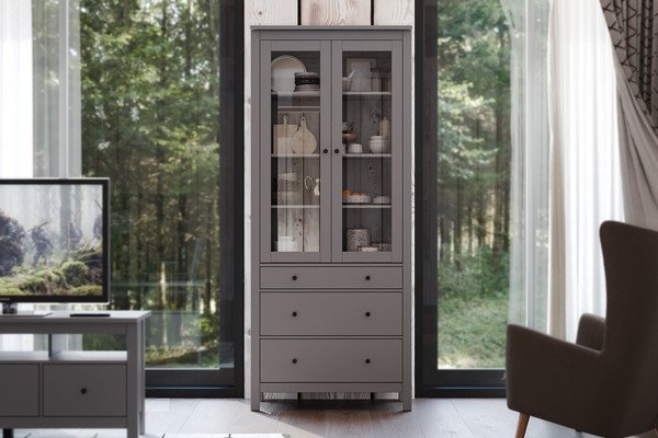 Изображение товара Шкаф с витриной Mio Tesoro Сага 2.08.07.130.4 (серый)