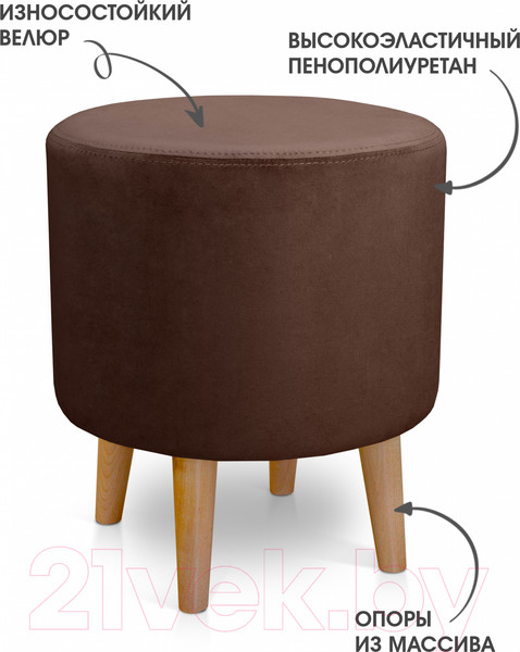 Изображение товара Пуф Mio Tesoro Ронд (Amo 09/натуральное дерево)