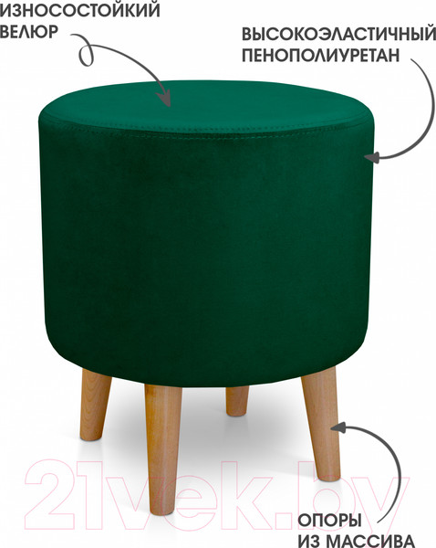 Изображение товара Пуф Mio Tesoro Ронд (Amo 19/натуральное дерево)