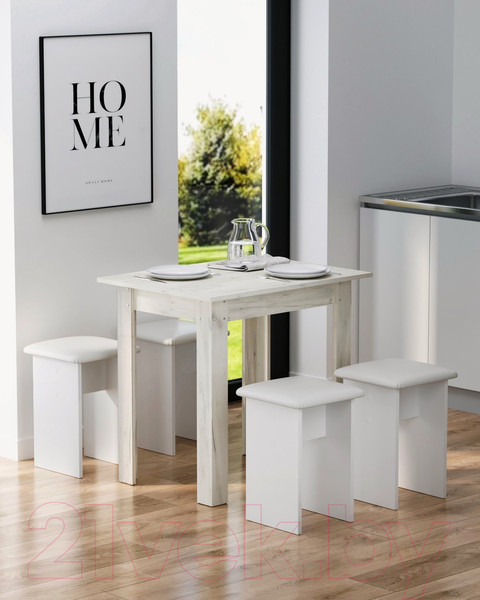 Изображение товара Обеденный стол Артём-Мебель Афина СН-130.10 (дуб крафт белый)