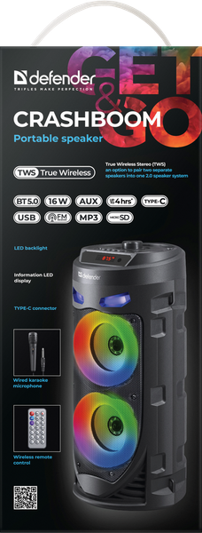 Изображение товара Портативная колонка Defender CrashBoom / 65085