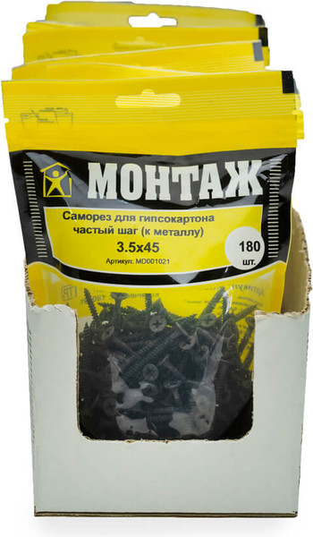 Изображение товара Саморез Монтаж Для гипсокартона 3.5x45 / MD001021 (180шт)