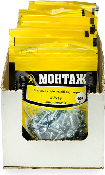 Изображение товара Саморез Монтаж С прессшайбой 4.2x16 / MD001113 (100шт)
