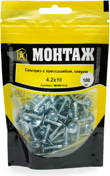 Изображение товара Саморез Монтаж С прессшайбой 4.2x16 / MD001113 (100шт)