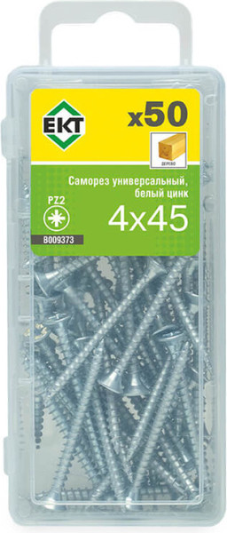 Изображение товара Саморез ЕКТ Универсальный 4.0х45 / B009373 (50шт, белый цинк)