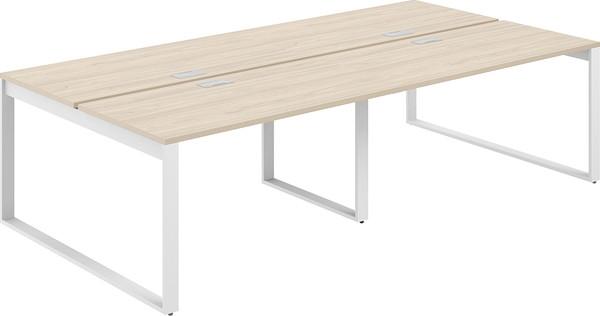 Комплект письменных столов Norden 320x143.8x75 / AG.146.AR.L.72.WH (белый/серебристый/акация равелло) — фото 3