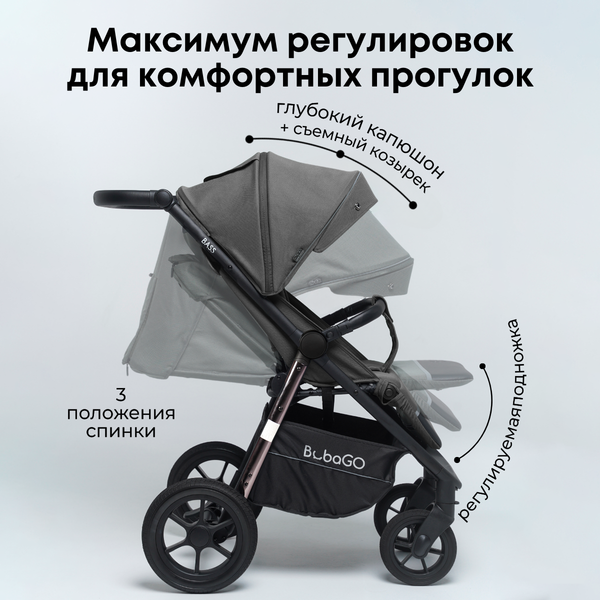 Изображение товара Детская прогулочная коляска Bubago Model Bass / 133-CH-3 (серый)
