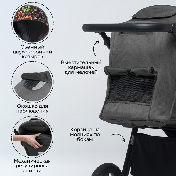 Изображение товара Детская прогулочная коляска Bubago Model Bass / 133-CH-3 (серый)