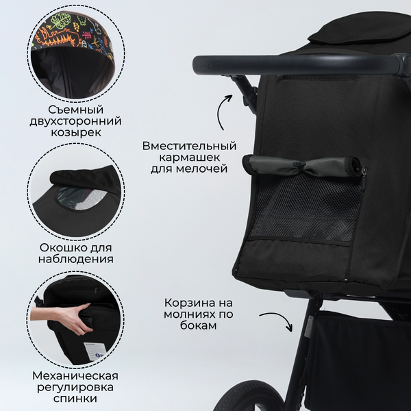Изображение товара Детская прогулочная коляска Bubago Model Bass / 133-CH-4 (черный)