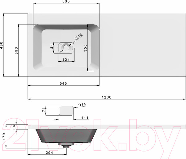 Изображение товара Тумба с умывальником Dreja Bona 60 + Wing 120 L