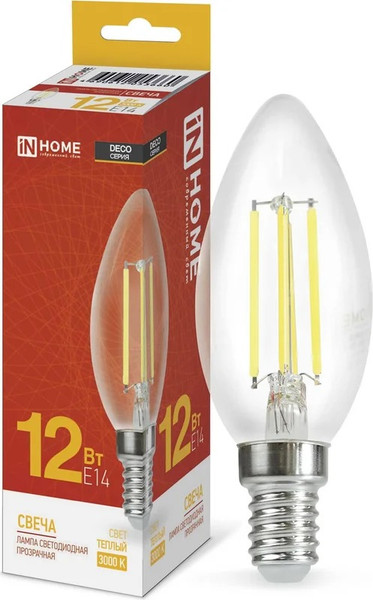 Изображение товара Лампа INhome LED-Свеча-Deco 12Вт 230В Е14 3000К 1350Лм / 4690612053660