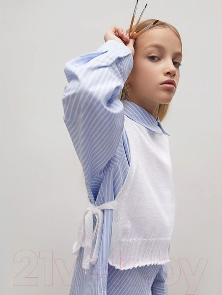 Изображение товара Жилет детский Amarobaby Bow / AB-OD24-KNIT10B/00-128 (белый, р.128 )