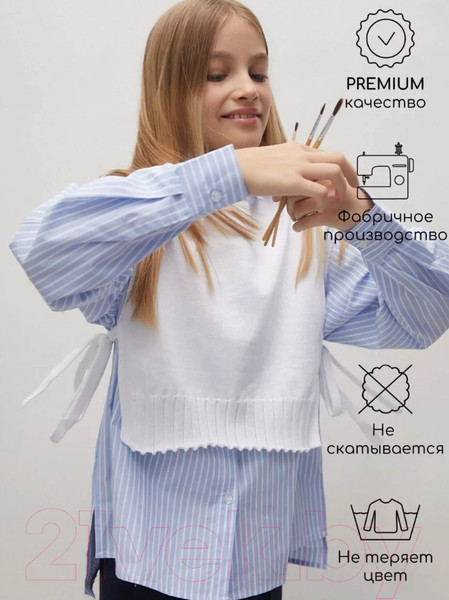 Изображение товара Жилет детский Amarobaby Bow / AB-OD24-KNIT10B/00-140 (белый, р.140)