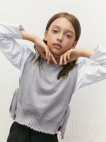 Изображение товара Жилет детский Amarobaby Bow / AB-OD24-KNIT10B/11-134 (серый, р.134)