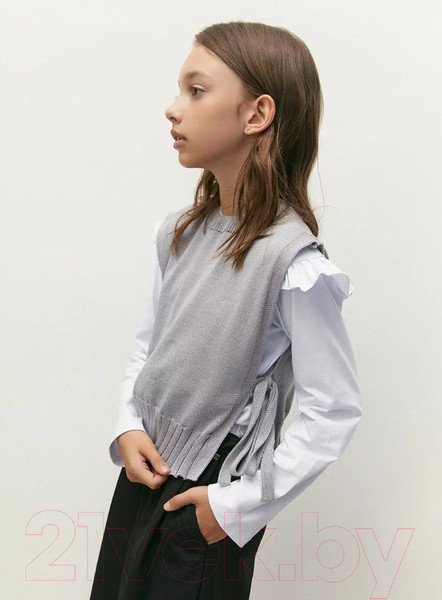 Изображение товара Жилет детский Amarobaby Bow / AB-OD24-KNIT10B/11-146  (серый, р.146)