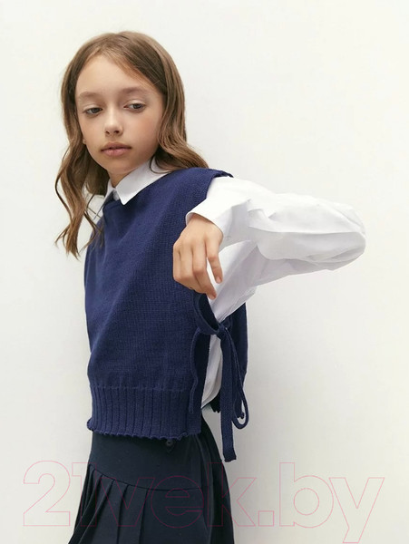 Изображение товара Жилет детский Amarobaby Bow / AB-OD24-KNIT10B/20-128  (синий, р.128)