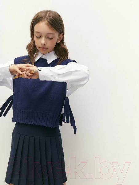 Изображение товара Жилет детский Amarobaby Bow / AB-OD24-KNIT10B/20-140  (синий, р.140)