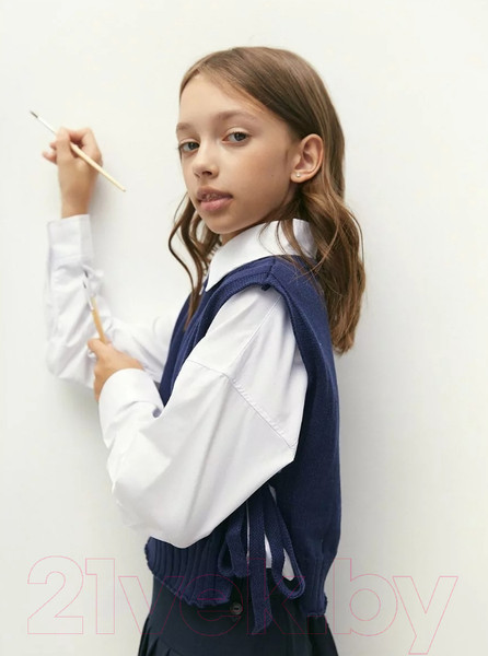 Изображение товара Жилет детский Amarobaby Bow / AB-OD24-KNIT10B/20-140  (синий, р.140)