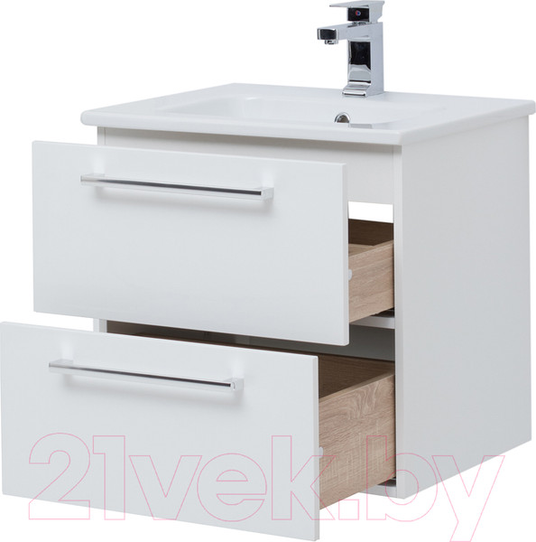 Изображение товара Тумба с умывальником Dreja Gio 60 + Эйфория-60 (белый глянец)