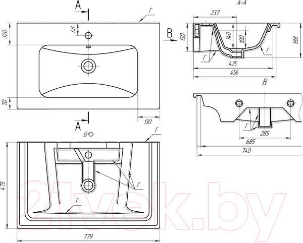 Изображение товара Тумба с умывальником Dreja Gio 80 / 77.0104D + Эйфория 80 (дуб кантри)