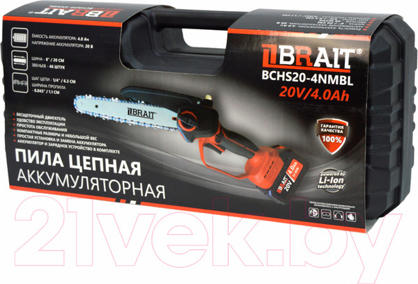 Изображение товара Пила цепная аккумуляторная Brait BCHS20-4NMBL