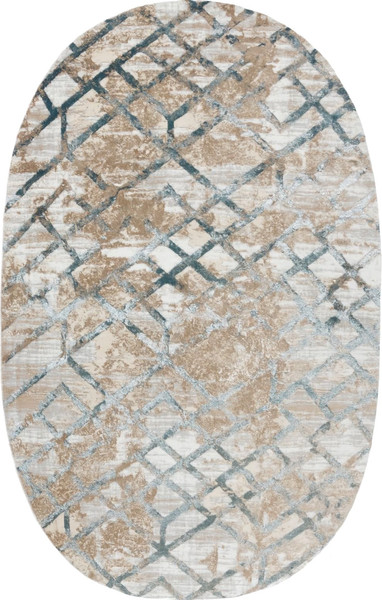 Изображение товара Коврик Radjab Carpet Бьянка Овал K551B / 11288RK-B (1.2x1.8, Cream Shirink/Blue Fdy)