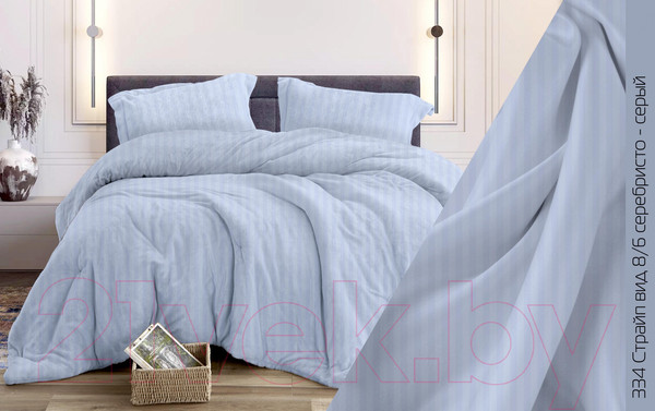 Изображение товара Комплект постельного белья Бояртекс №334 Страйп Вид 8/6 Семейный (бязь, серебристо-серый)