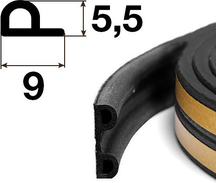 Изображение товара Лента уплотнительная VELA P-9x5.5 (100м, черный)