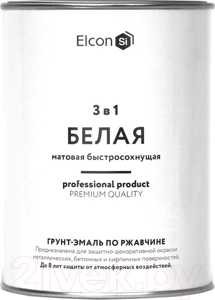 Изображение товара Грунт-эмаль Elcon По ржавчине 3в1 (800г, матовый белый)