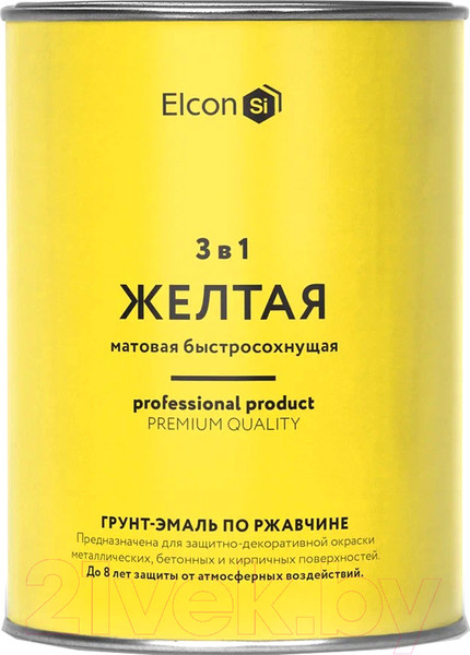 Изображение товара Грунт-эмаль Elcon По ржавчине 3в1 (800г, матовый желтый)