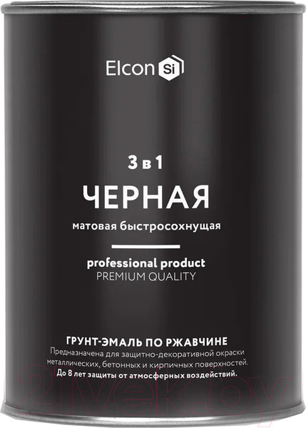 Изображение товара Грунт-эмаль Elcon По ржавчине 3в1 (800г, матовый черный)