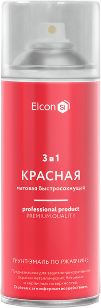 Изображение товара Грунт-эмаль Elcon По ржавчине 3в1 (520мл, матовый красный)