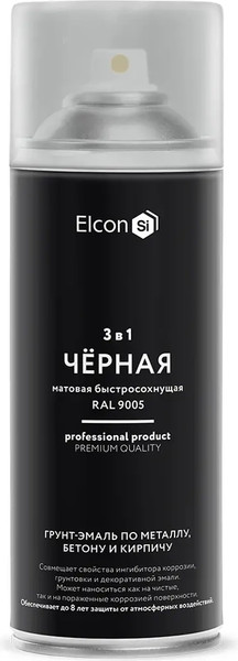 Изображение товара Грунт-эмаль Elcon По ржавчине 3в1 (520мл, матовый черный)