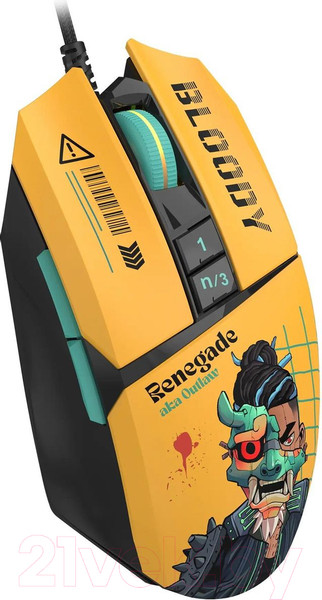 Изображение товара Мышь A4Tech Bloody W63 Max Renegade (желтый/рисунок)