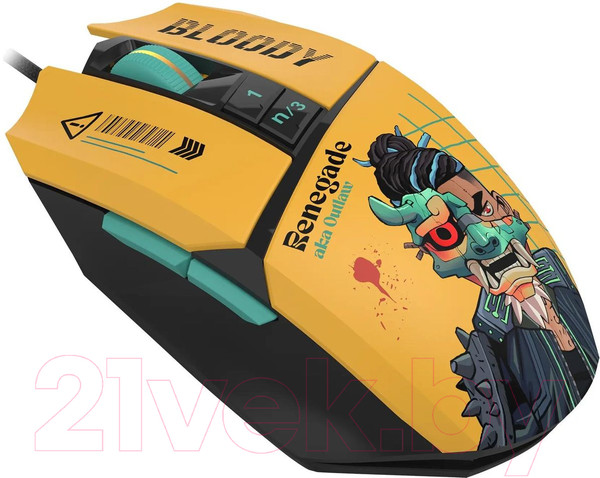 Изображение товара Мышь A4Tech Bloody W63 Max Renegade (желтый/рисунок)